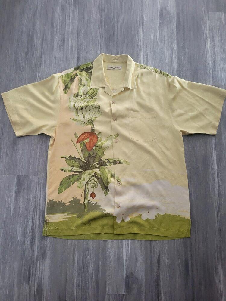 Tommy Bahama Medium Island Zone Marlin Bar Artist Series Silk Camp Shirt